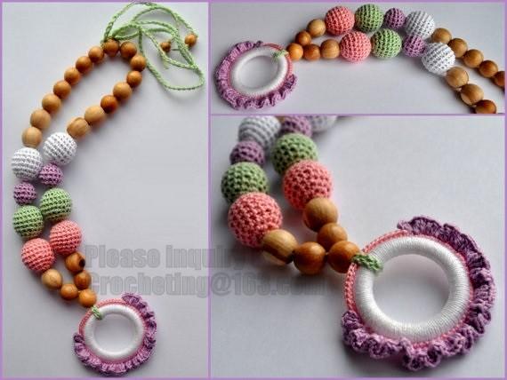 Nursing necklace with teething toy, Teething necklace