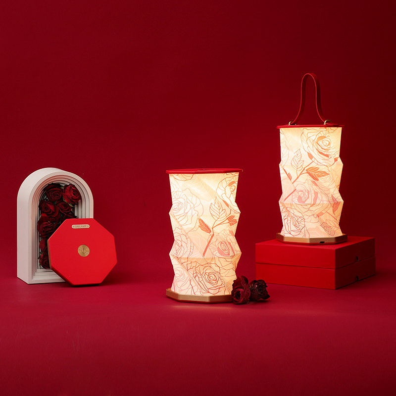 Valentine'S Day Adjustable Crinkle Folding Paper Lamp Lampshade Led Spotlight