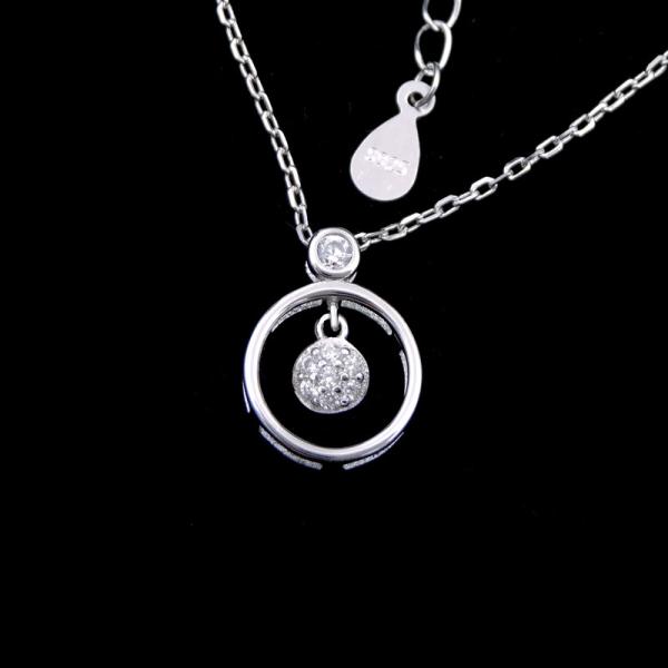 Attractive Silver Cubic Zirconia Necklace , Bell Chain 925 Silver Choker Necklace