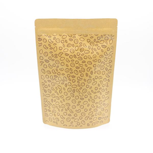 Resealable kraft paper zipper bags brown kraft paper bags paper pouch with custom logo
