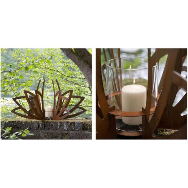 Многофункциональный лотос подсвечников сформировал фонарик сада Corten стальной