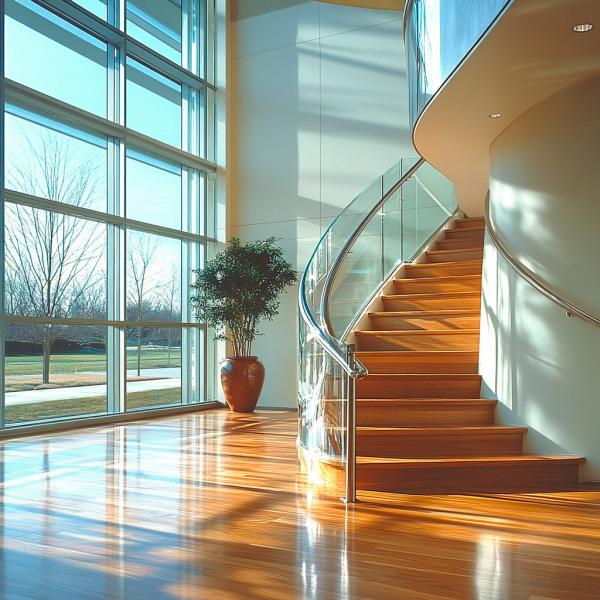 Corrosion-Resistant 304 Stainless Steel Handrails with Square Mount for Glass Railings