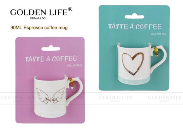 90ml Capacity Porcelain Coffee Mugs Love Heart Pattern BSCI DISNEY Certificated