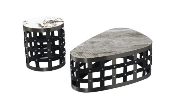 Gridline Marble Ceramic Coffee Table 400mm Height Contemporary Luxury