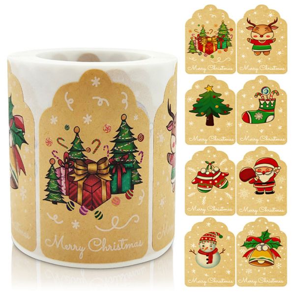 Personalised Round Merry Christmas PVC Label Sticker Labels For Card Gift Envelope Box