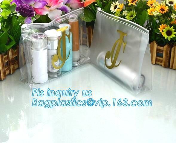 Professional factory price custom logo printed PE plastic slider zipper bags for packaging makeup cosmetic, slider zip