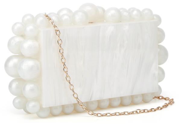 Transparent Shoulder Acrylic Bag Beaded Graceful Satchel Marble Wedding Party