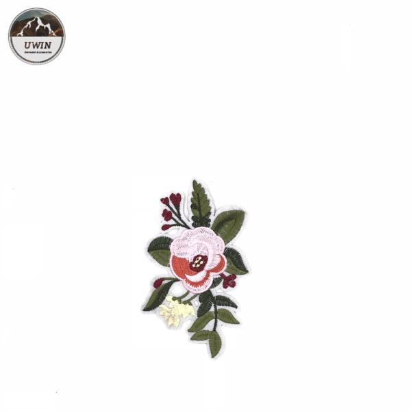 DIY Peony Flower Iron On Embroidered Patches / Custom Iron On Appliques 9 * 15CM Size