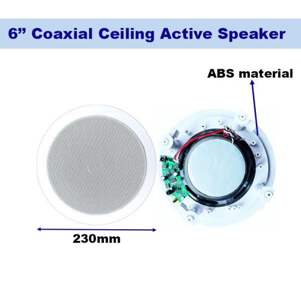 AC-616 Altavoz activo de techo ABS de 6 pulgadas 2*30W OEM ODM Altavoz coaxial