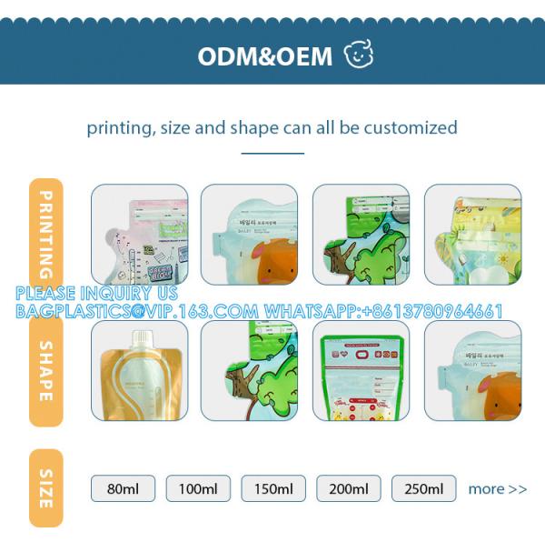 Recycle Bio Environment Material Single Layer 150ml 250ml Breast Milk Storage Bags pouchbags Baby Breastmilk Bag