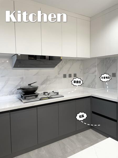 HPL Laminated Finished Wooden Kitchen Cabinetry For Dining Room Decoration