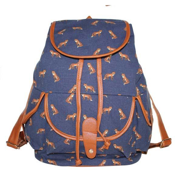 Women's School Swallow Backpack Fox Bag Girl's Owl Backpack Canvas Shoulder Backpack