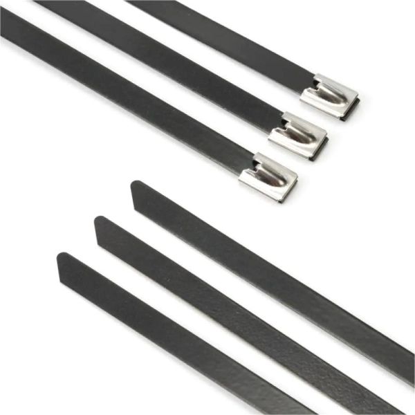 Self Locking Stainless Steel Zip Ties Black High Tensile Strength Durable