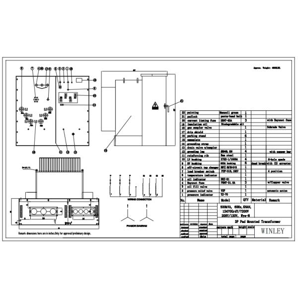 500Kva Three Phase Pad Mounted Transformer Oil Immersed For Residential Power Distribution 12.47KV with UL cUL listed