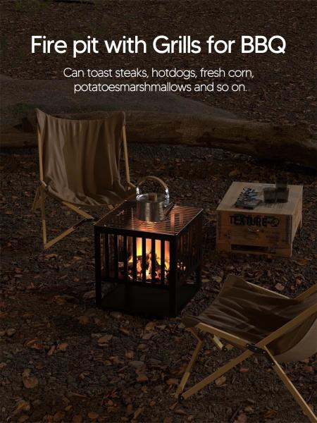 Portable Camping Wood Charcoal Burning Fireplace Weathering Steel Fire Pit for Outdoor