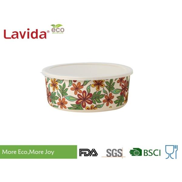 Customized LOGO Pattern Bamboo Fiber Containers With Plastic Transparent Lid