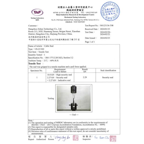 ISO 17712 Tested 2.0mm Cable Security Seals With 2.29 KN Tensile Strength