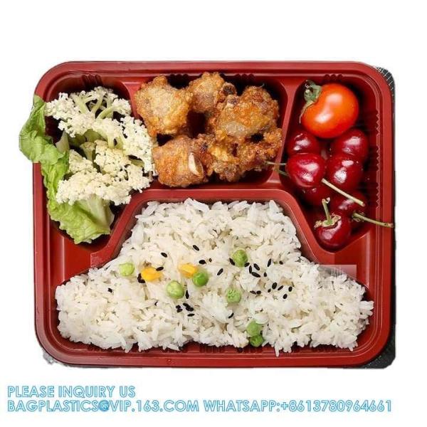 4 Compartment Disposable Meal Prep Container Microwave Lunch Fast Food Pp Takeaway Food Packaging Boxes