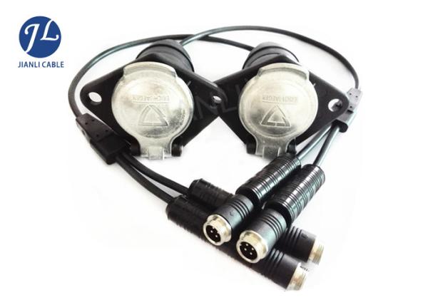 Heavy Duty Car Reverse Camera Cable 4M 7 Pin With Two Channel Connection