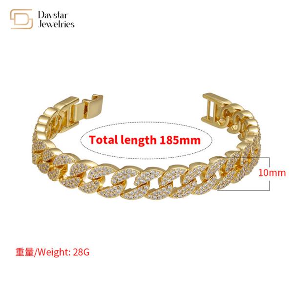 Hip Hop Jewelry 18k Women Men Cuban Link Chain Bracelet Iced Out Diamond