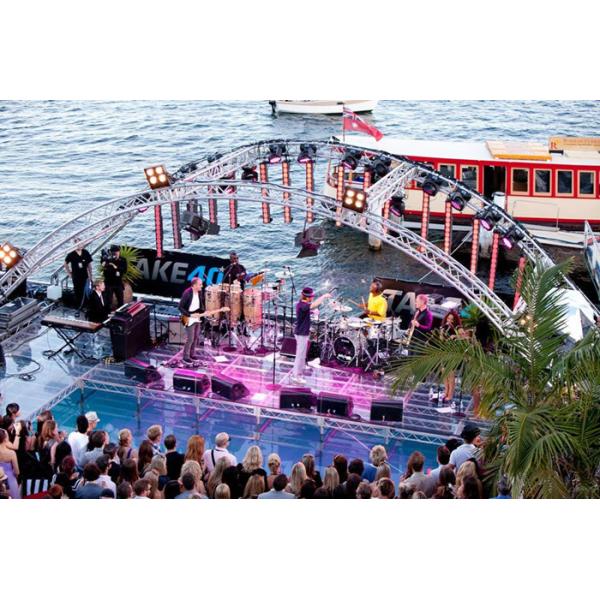 3 Level Adjustable Height Arclic Glass Portable Movable Stage Platform 400KG Loading Capacity 4 X 4ft
