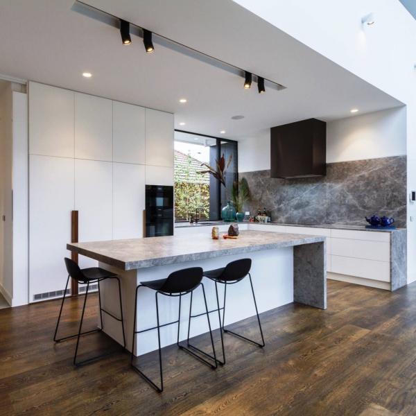 Wooden Handle Integrated Appliance Cabinet Custom Plywood Kitchen Cabinets With Island