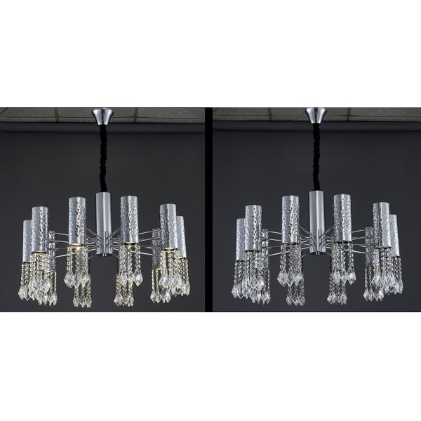 Stainless Steel Chrome Modern Crystal Ceiling Lights Adjustable 110V - 240V