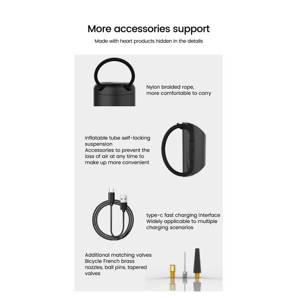 YANTU A23 Portable Wireless Rechargeable Tire Inflator Emergency Light and Noise ≤80dB