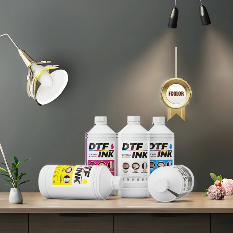 DTF3000 Digital Pigment Ink 1000ml CMYK+White for PET Film Heat Transfer Printing  No Clogging Bright Color