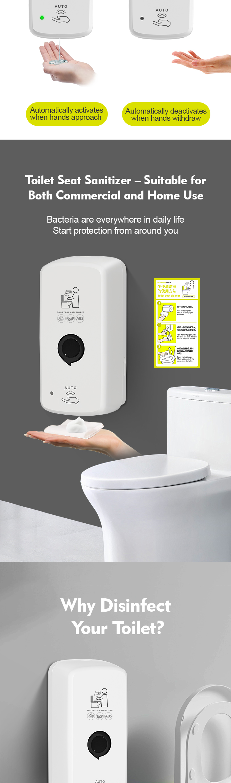 Modern Design Wall Mounted Foam Soap Dispenser with 3D Model Design for Convenient Bathroom Use