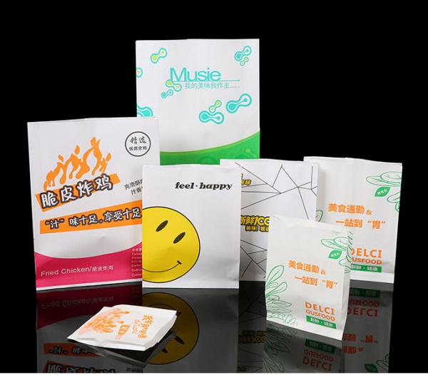 Logotipo de design personalizado à prova de gordura lanche de comida para levar Bolsa de papel Kraft para levar