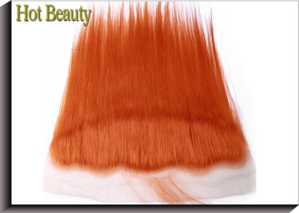Soft Orange Human Hair Lace Closure 4 * 13 Inch No Chemical Full Cuticle Aligned