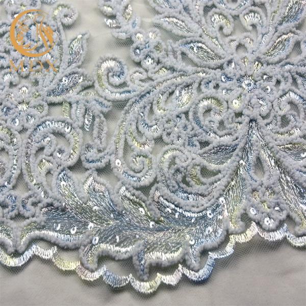 MDX вышило Sequins ткани шнурка сетки расстворимым в воде двором