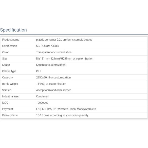 Прозрачные пластиковые бутылки соевого соуса ЛЮБИМЦА бутылок приправы 2.5Л