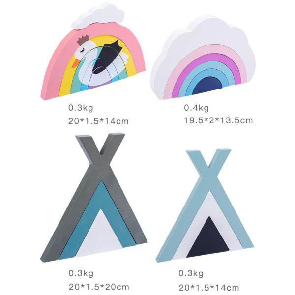 Игрушки Montessori не токсического штабелеукладчика радуги 22cm деревянные творческие деревянные