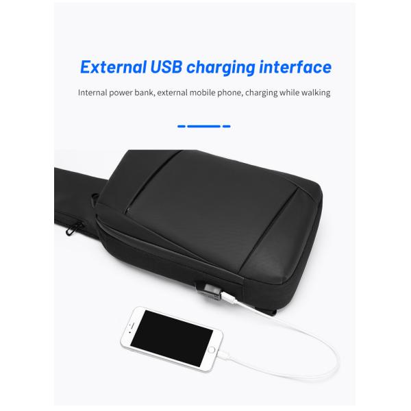 Black Gray 5L Shoulder Crossbody Mens Chest Sling Bag 0.53KG