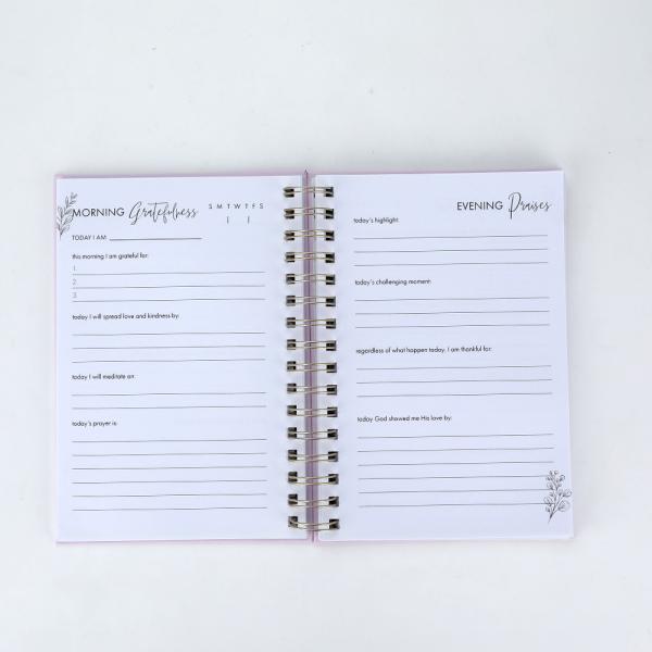 Flower Printing Gold Foil Hardcover Spiral Planner For Monthly Weekly Daily Journal