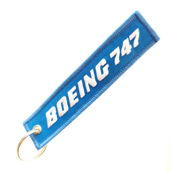 Boeing 747 Embroidered Keychain Gift | 3D Aviation Text & OEKO-TEX® Fabric | Multi-Color Custom Design