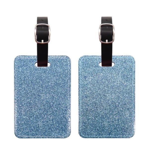 Double Sided Sparkle Custom Leather Luggage Tags For Sublimation Printing