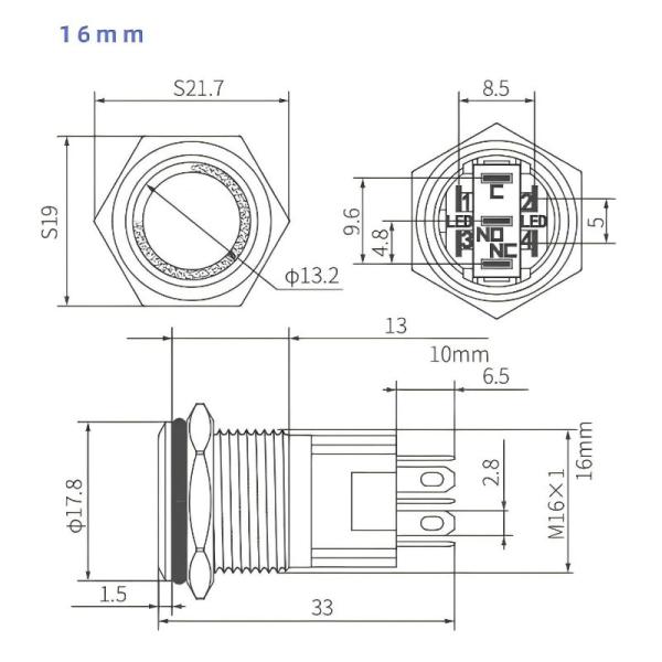 Bouton d'appel à l'eau 12/16/19/22mm Fermeture de bouton d'appel en métal noir avec logo personnalisable et auto-réinitialisation