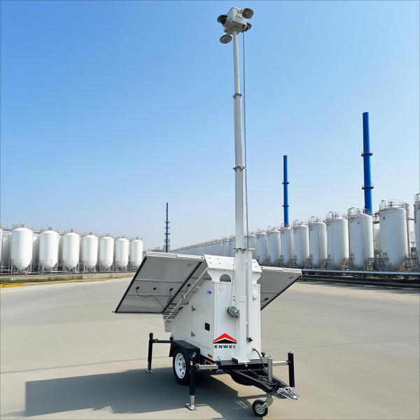 Diseño resistente a la intemperie cámara solar 5G video trailer de seguridad para fábricas a gran escala monitoreo