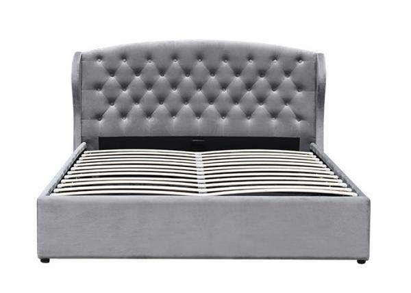 4 FT Ottoman Tufted Storage Bed Foot Lift Open Gas With Headboard Grey