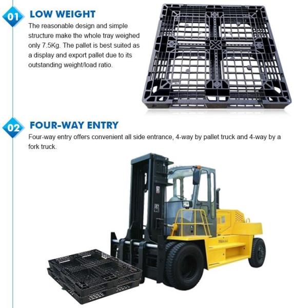 Light weight one time plastic pallets for transport and storage, Heavy duty cross bottom plastic pallet with 6 runners