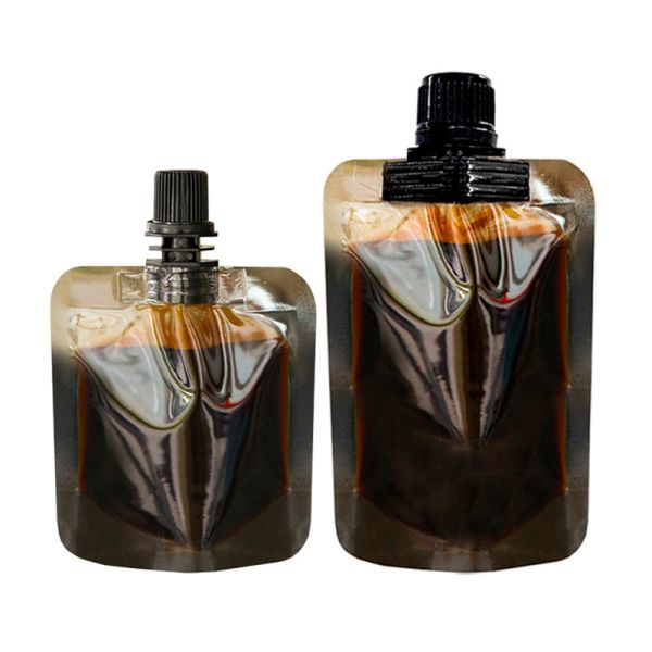 Disposable Black Spout Pouch Suction Nozzle Clear Small Plastic Bag Bolsas Para Jugos Liquidos Spout Pouch