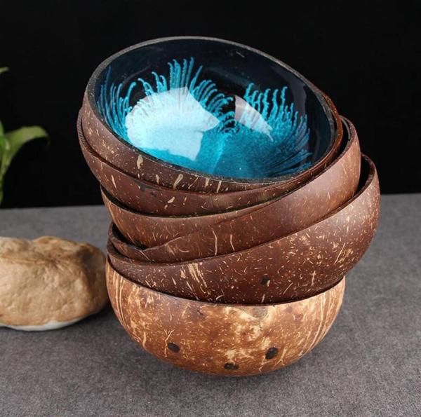 Height 4.5-6.5cm Reusable and Washable Decorative Bowl Lacquered Organic Coconut Bowls