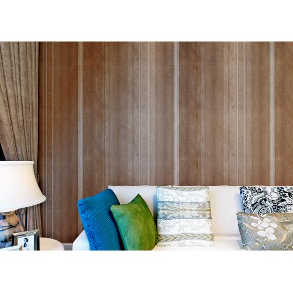 Обои обоев живущей комнаты ПВК блинтования Брауна Стрипед водостойкие