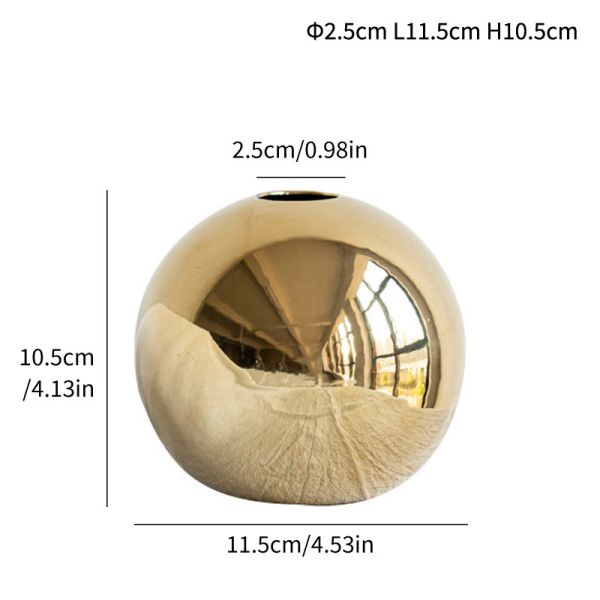Gold Mirror Sphere Vase for Modern Home Decor