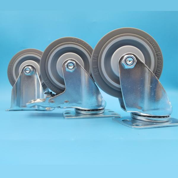Quiet Operation Industrial Caster Wheels TPR Medium Non Marking Casters Light duty Trolleys  Furniture Casters