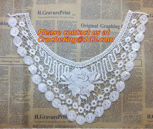 Retro Fashion Cotton Crochet Lace Collar Gorgeous Flower Motif Neckline Faux Collar for Dr