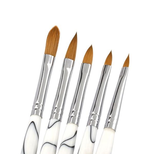 Marble Handle Nail Painting Brush Aluminium Ferrule Kolinsky Hair 3D Nail Brush